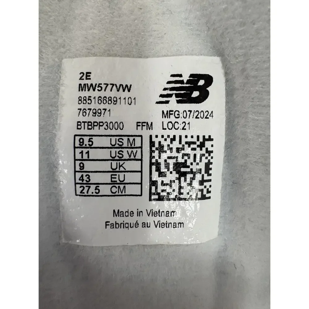 New Balance 577 Shoes Men's 9.5 2E Wide White Walking Hook and Loop Diabetic